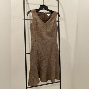 Elegant Brown Twill Sleeveless Dress